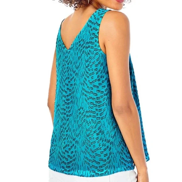 Lilly Pulitzer NWT Size XL Stunning Blue Patterned Sleeveless V-Neck Blouse Top - Picture 4 of 9